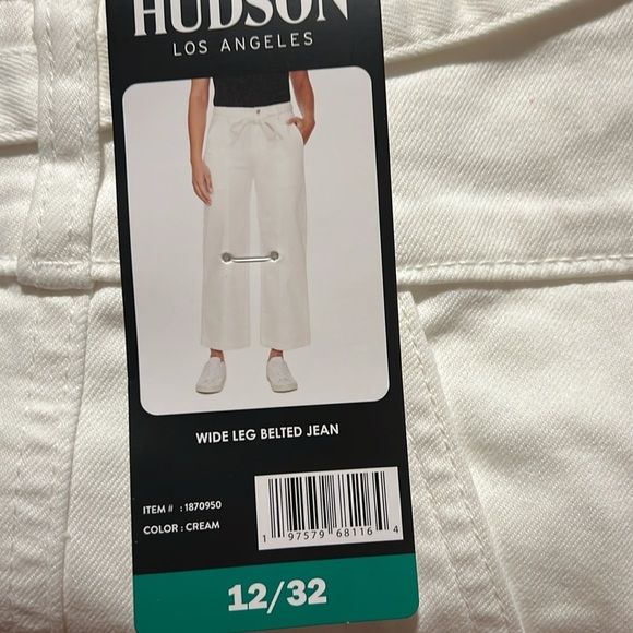 New Hudson Women’s Wide Leg Belted white Jean - Picture 12 of 12